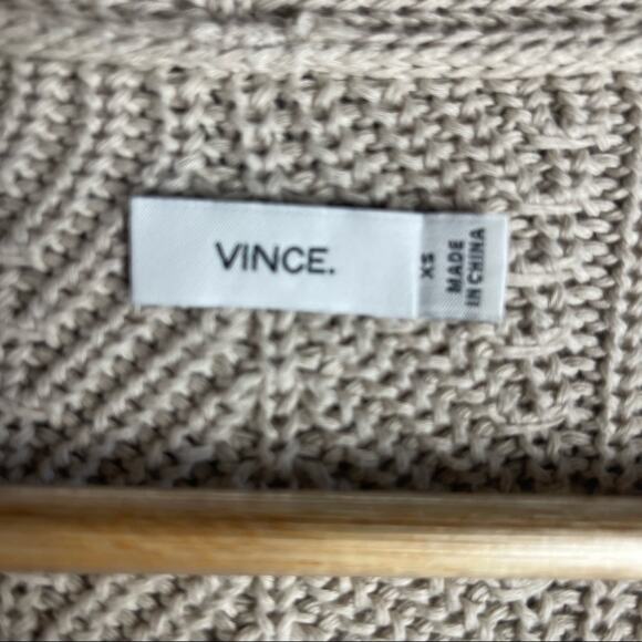 Vince Ribbed Knit Directional V-neck 100% Cotton Pullover Sweater Neutral XS - Picture 6 of 8